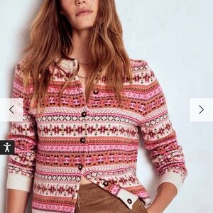 Boden Edie Fair Isle Cardigan Size Large
